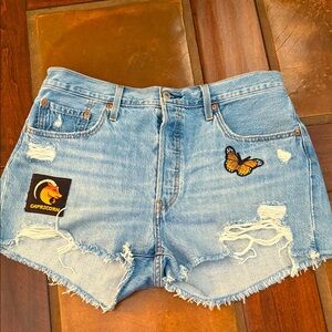 Levi’s 501 Jean Shorts w/Custom Patches